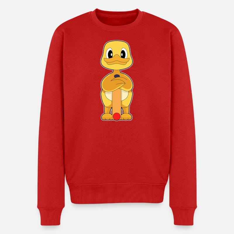 Canard Cricket Batte de cricket - Pull Premium bio Homme - rouge