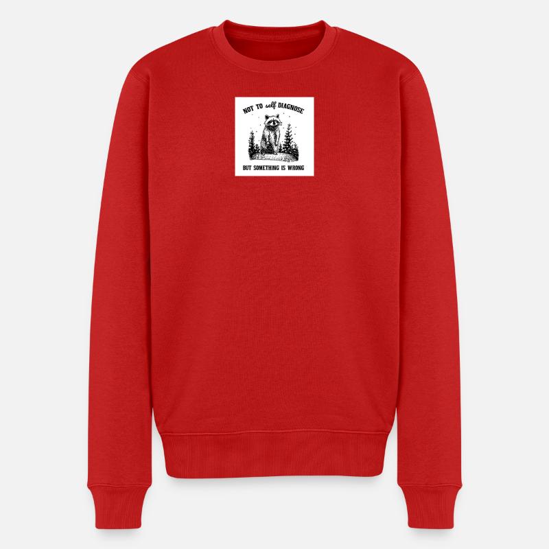 Waschbär-Satire: Nicht selbst diagnostizieren - Männer Premium Bio Pullover - Rot
