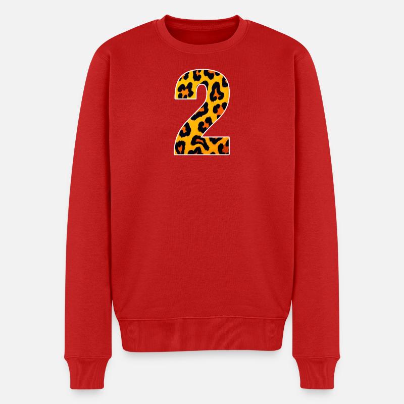 Leopard Neon Tierprint - Männer Premium Bio Pullover - Rot
