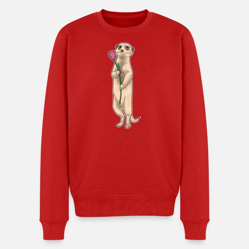 Erdmännchen Tulpe - Männer Premium Bio Pullover - Rot