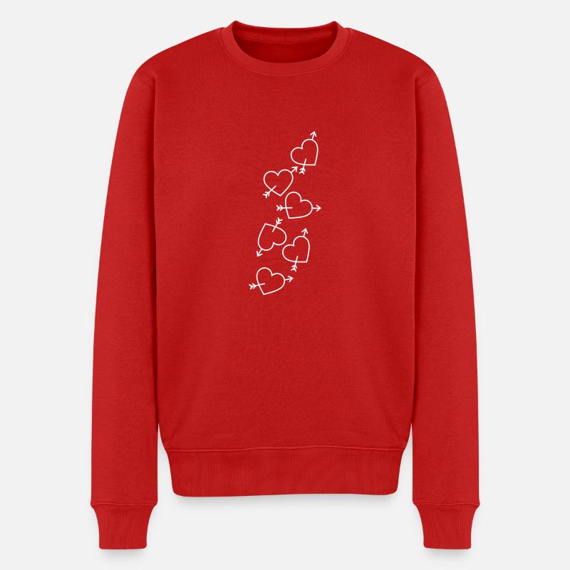 Coeurs Flèche Amoureux - Pull Premium bio Homme - rouge