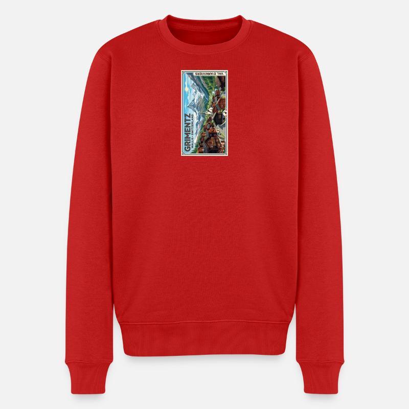 Grimentz Alpine Panorama Suisse - Pull Premium bio Homme - rouge