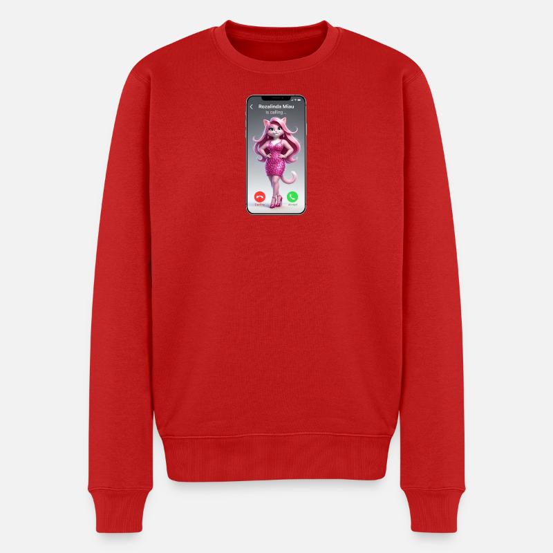 Chat Rose en appel - Pull Premium bio Homme - rouge