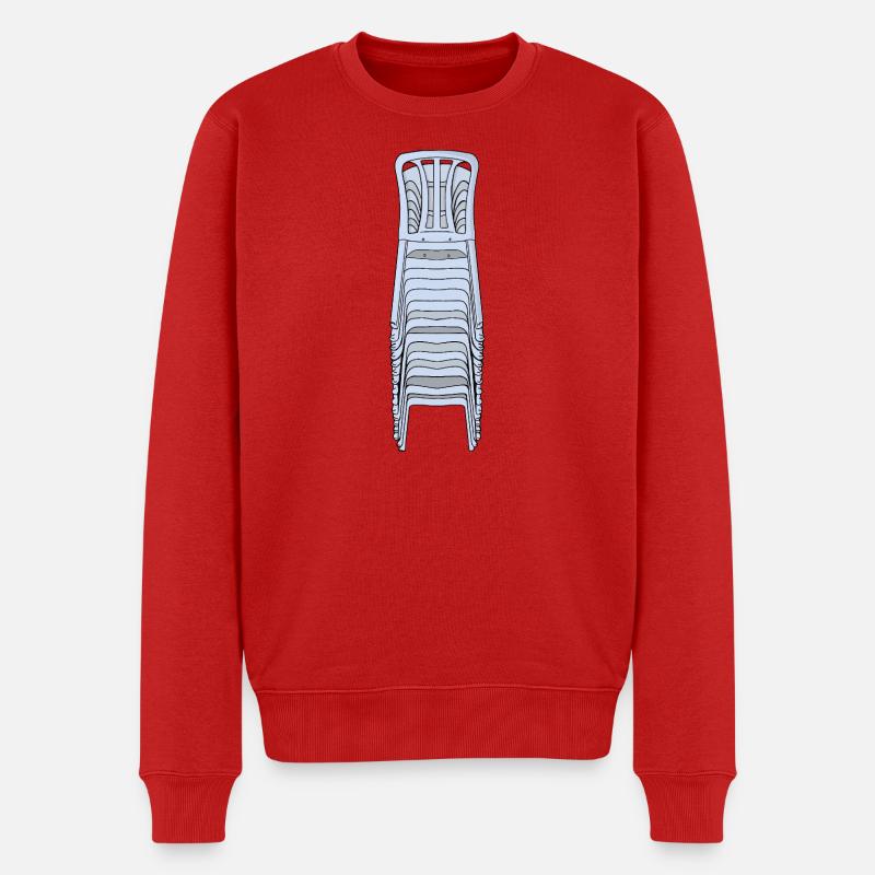Gestapelte Plastik-Monobloc-Stühle - Männer Premium Bio Pullover - Rot