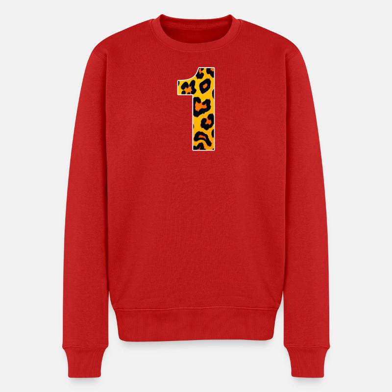 Imprimé léopard jaune-orangé - Pull Premium bio Homme - rouge