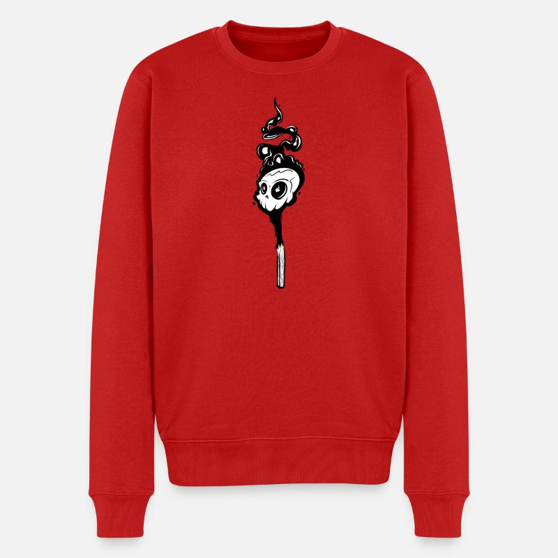 Weißer Schädelrauch Silhouette - Männer Premium Bio Pullover - Rot