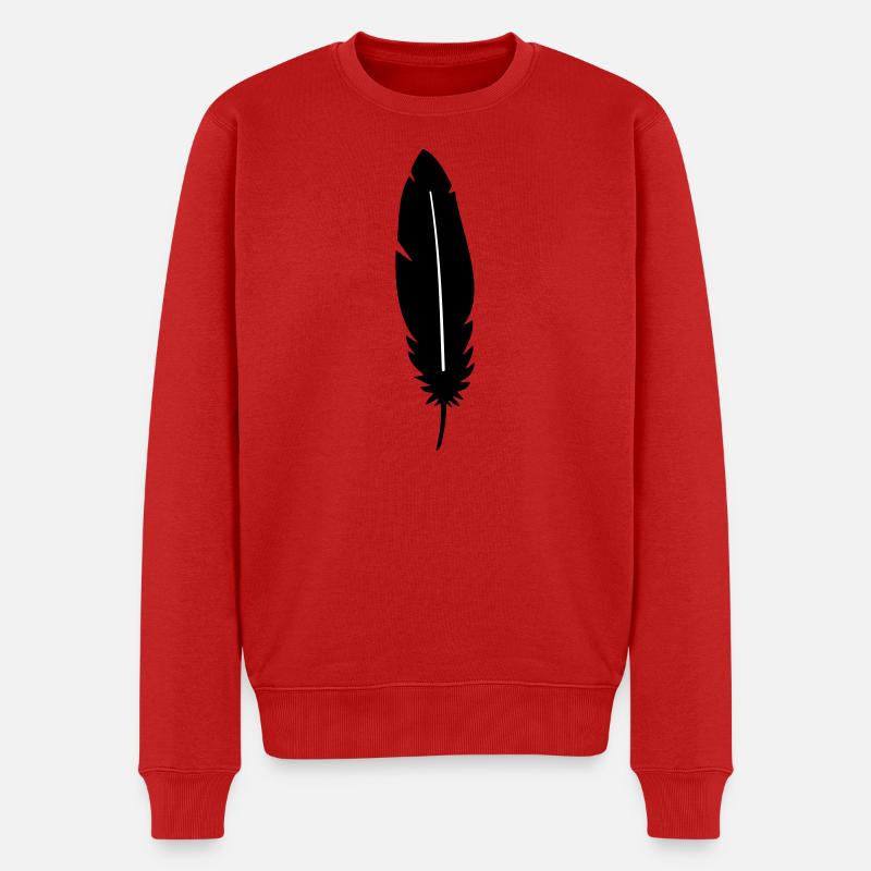 Feder silhouette - Männer Premium Bio Pullover - Rot