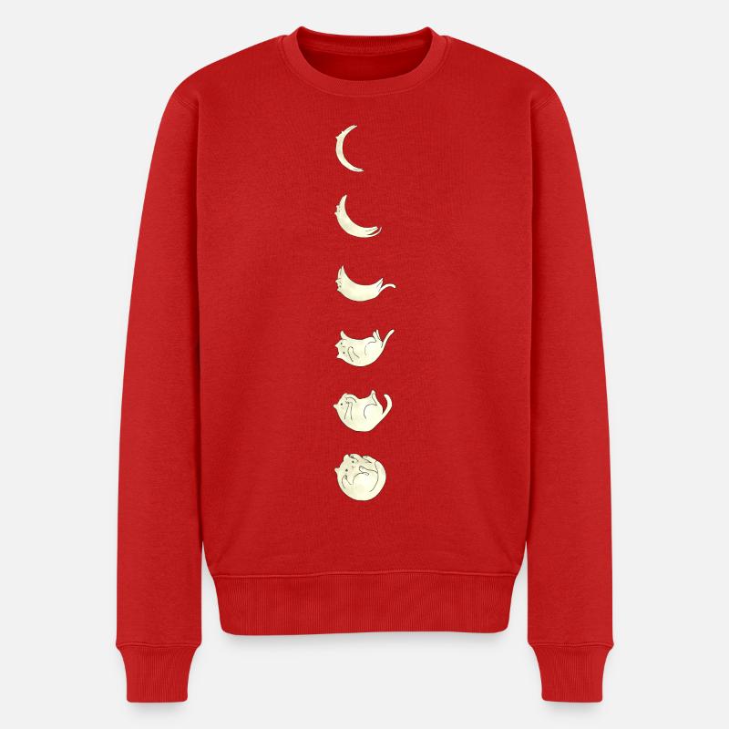 Mondkatze - Männer Premium Bio Pullover - Rot