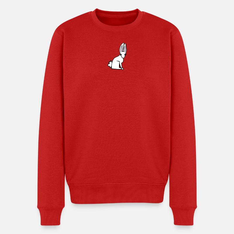 Weißer Hase - Männer Premium Bio Pullover - Rot