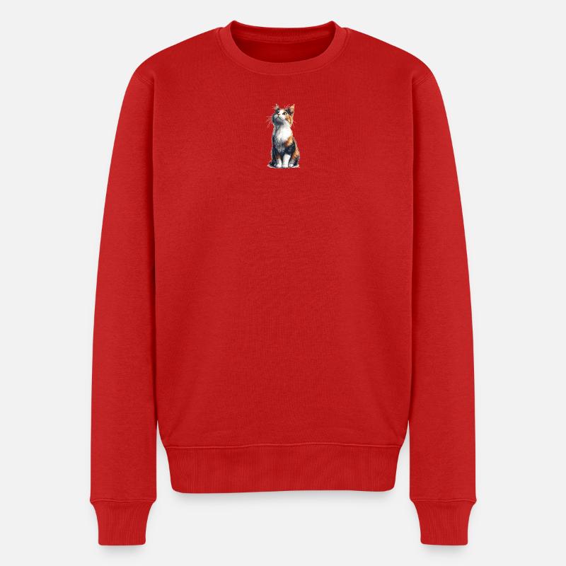 Chat comique assis coloré - Pull Premium bio Homme - rouge