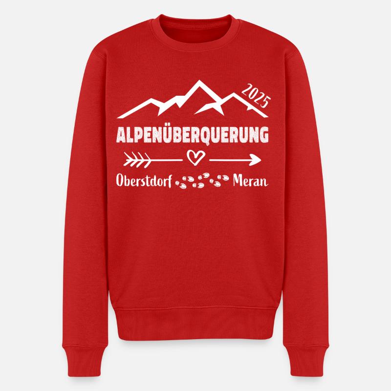 Alpenüberquerung Oberstdorf Meran 2025 Geschenk - Männer Premium Bio Pullover - Rot