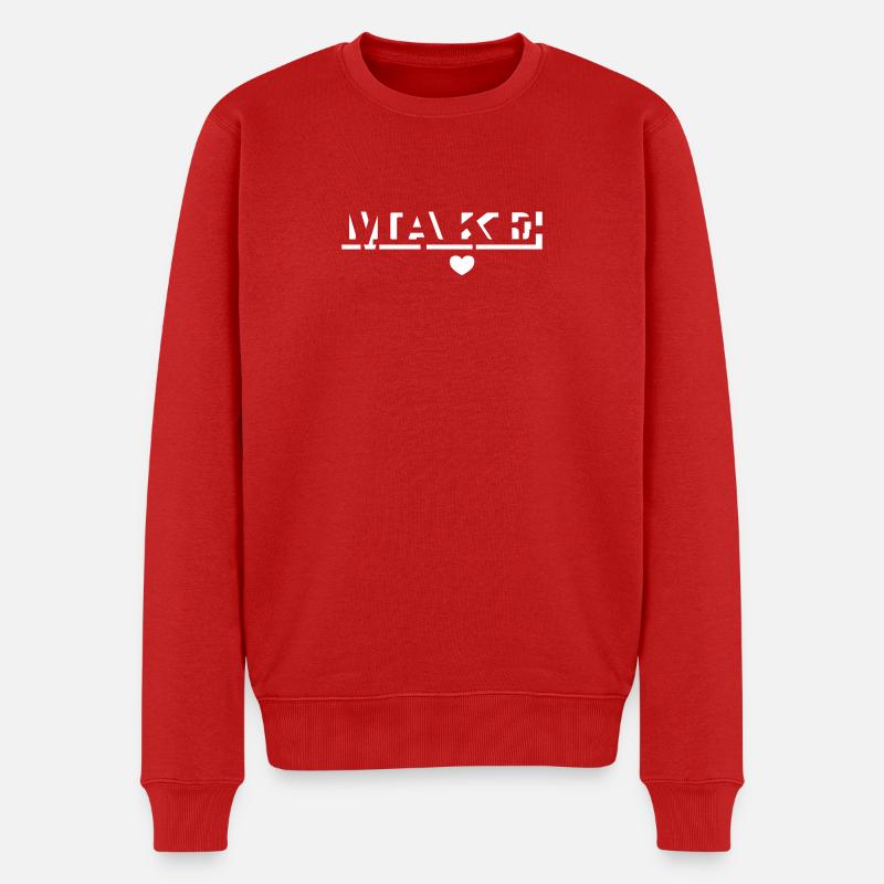 make (1c) - Männer Premium Bio Pullover - Rot