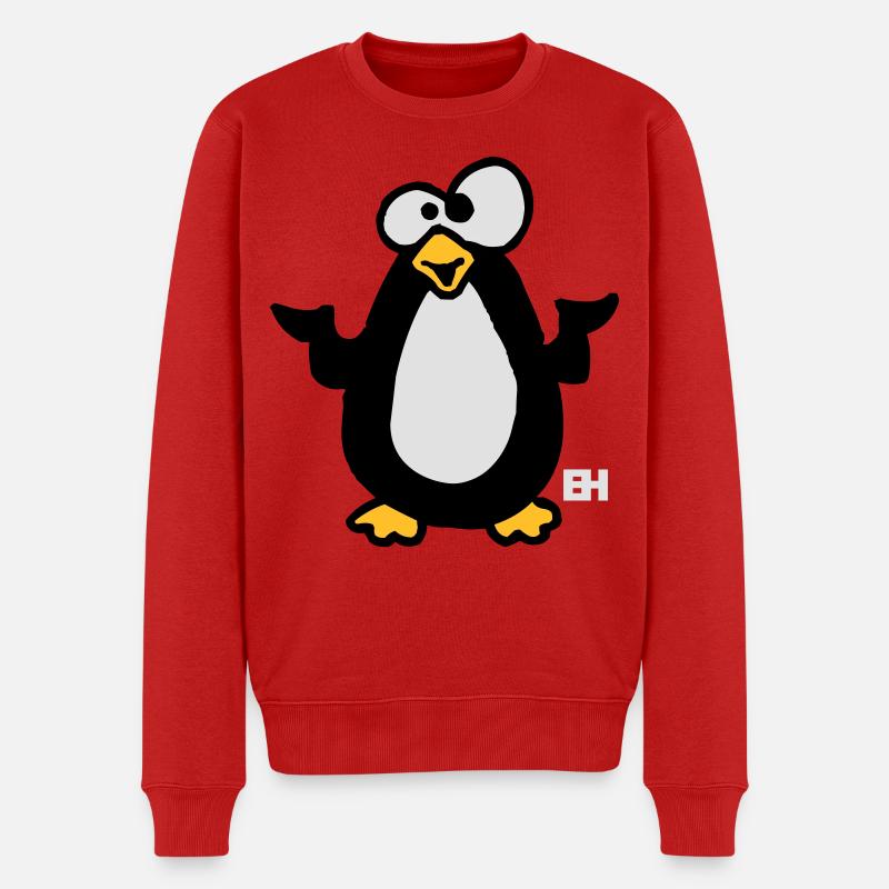 Pinguin - Männer Premium Bio Pullover - Rot