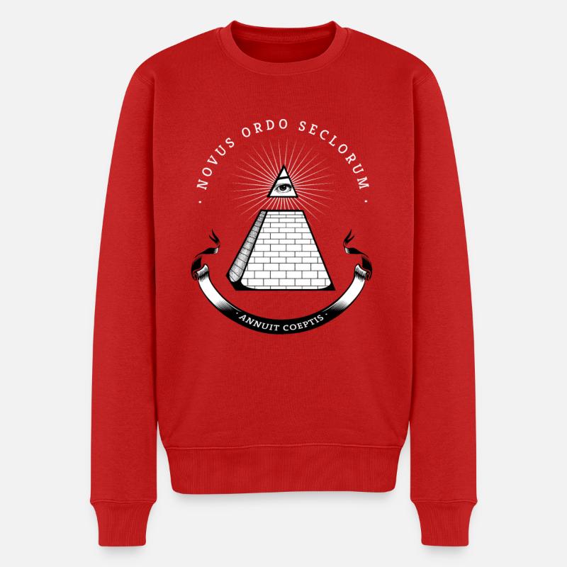 illuminati pyramide Erleuchtung geheim cool Nerd b - Männer Premium Bio Pullover - Rot