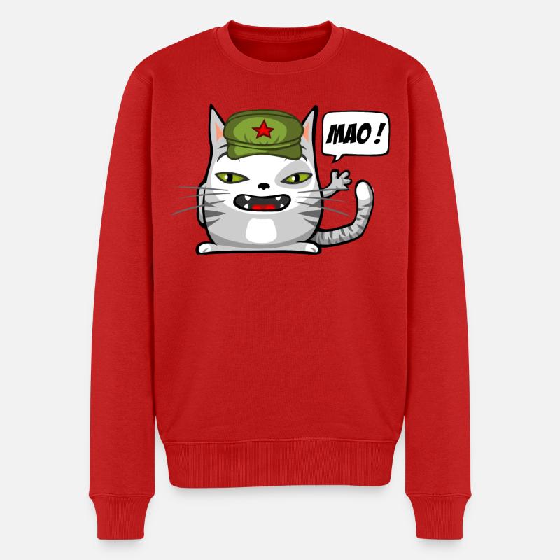 Kommunist Katze - Männer Premium Bio Pullover - Rot