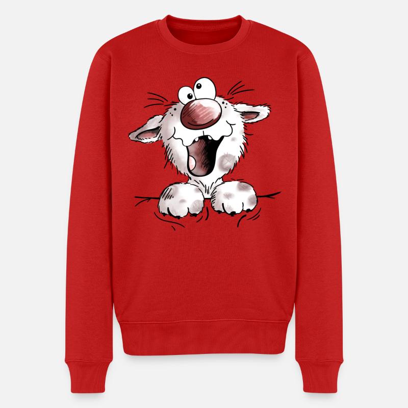 chat pelucheux drôle - chats - Chat - chaton - Pull Premium bio Homme - rouge