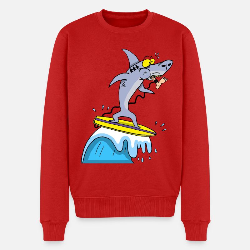 Surferhai - Männer Premium Bio Pullover - Rot