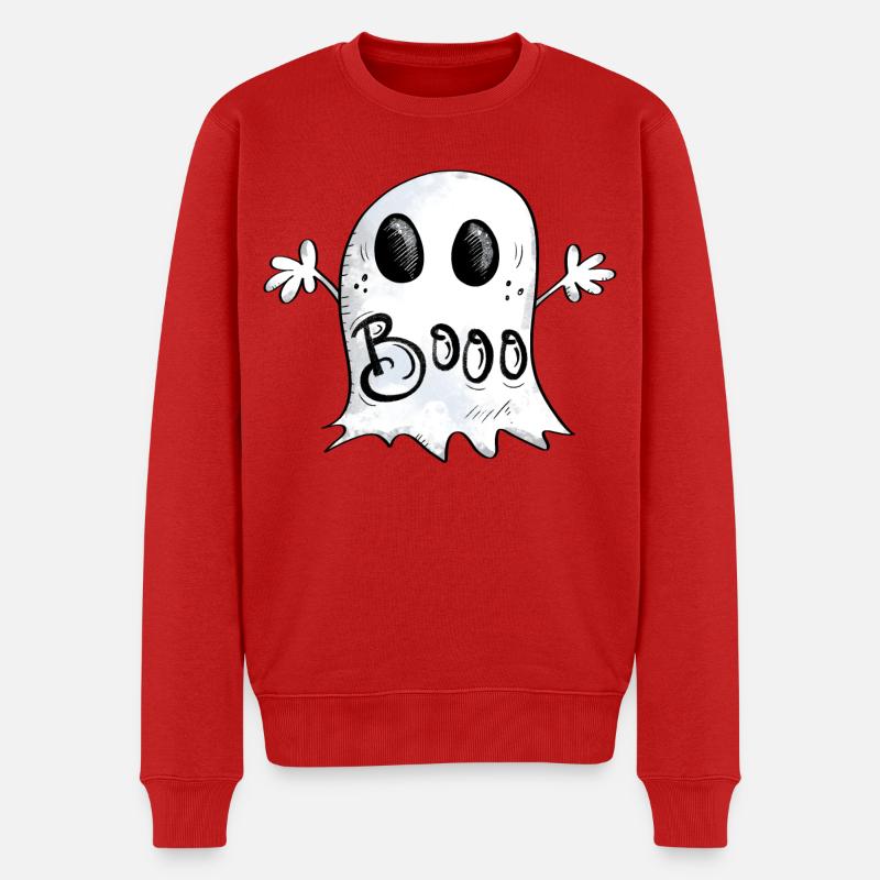 Happy Booo Gespenst - Männer Premium Bio Pullover - Rot