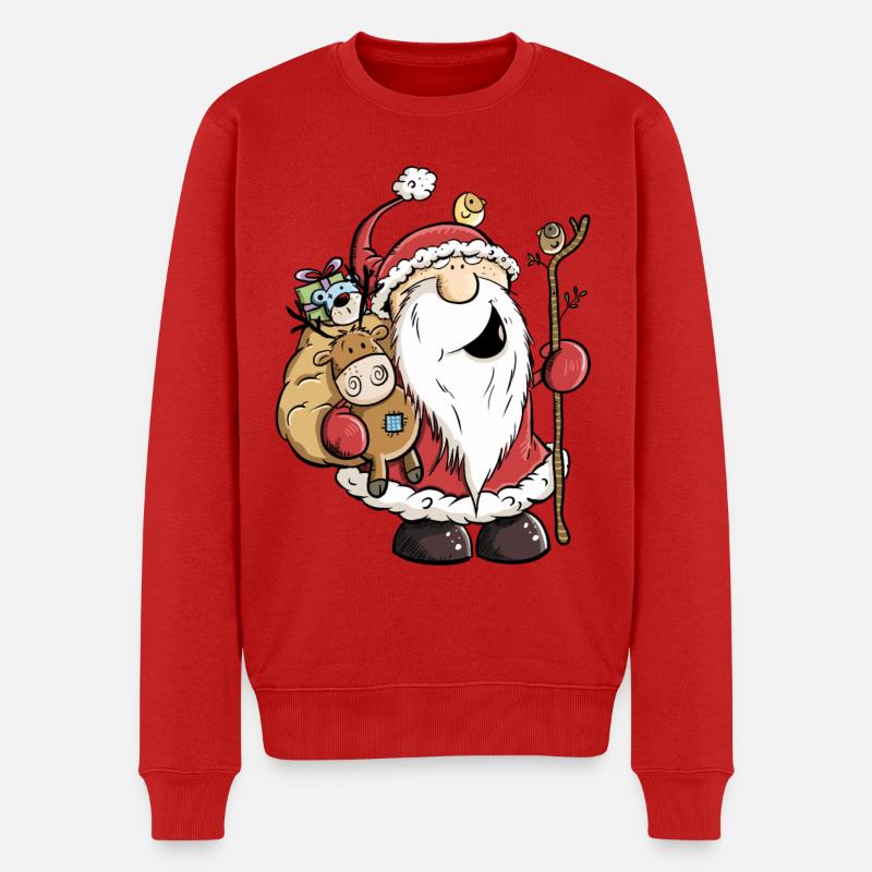 Lustiger Weihnachtsmann I Nikolaus Geschenk - Männer Premium Bio Pullover - Rot