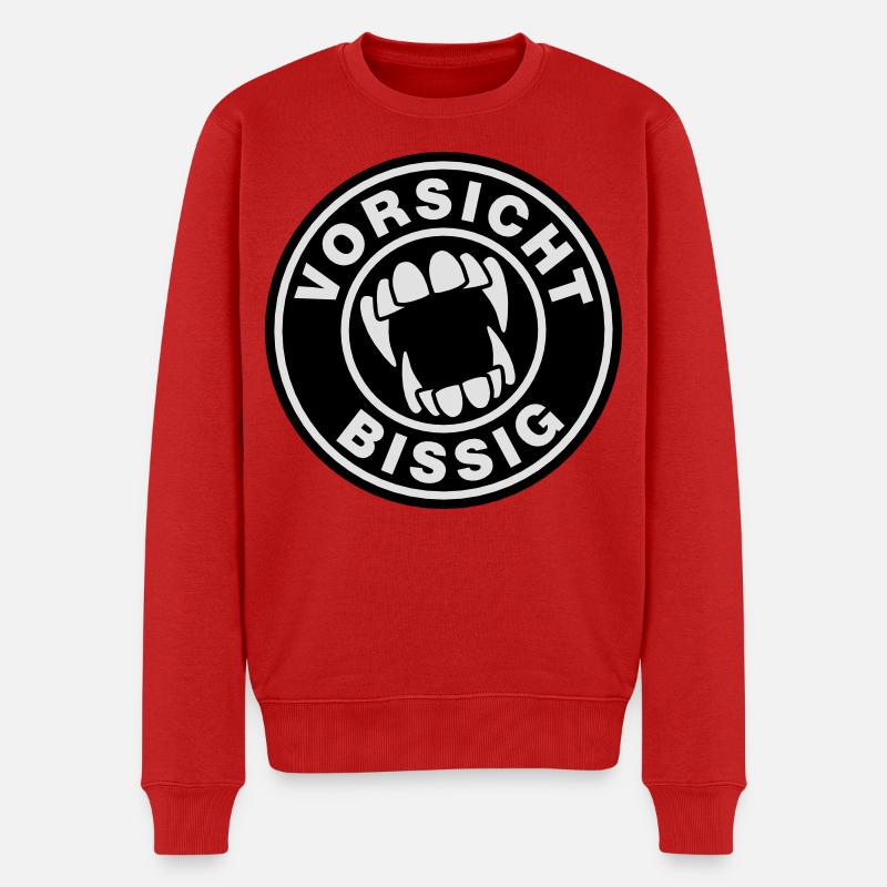 Vorsicht bissig - Männer Premium Bio Pullover - Rot