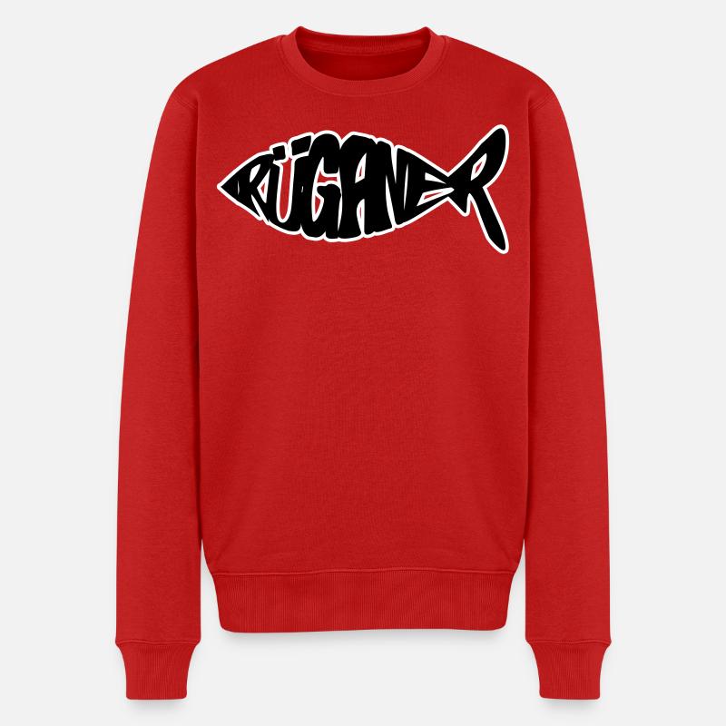 Rüganer Fisch - Männer Premium Bio Pullover - Rot