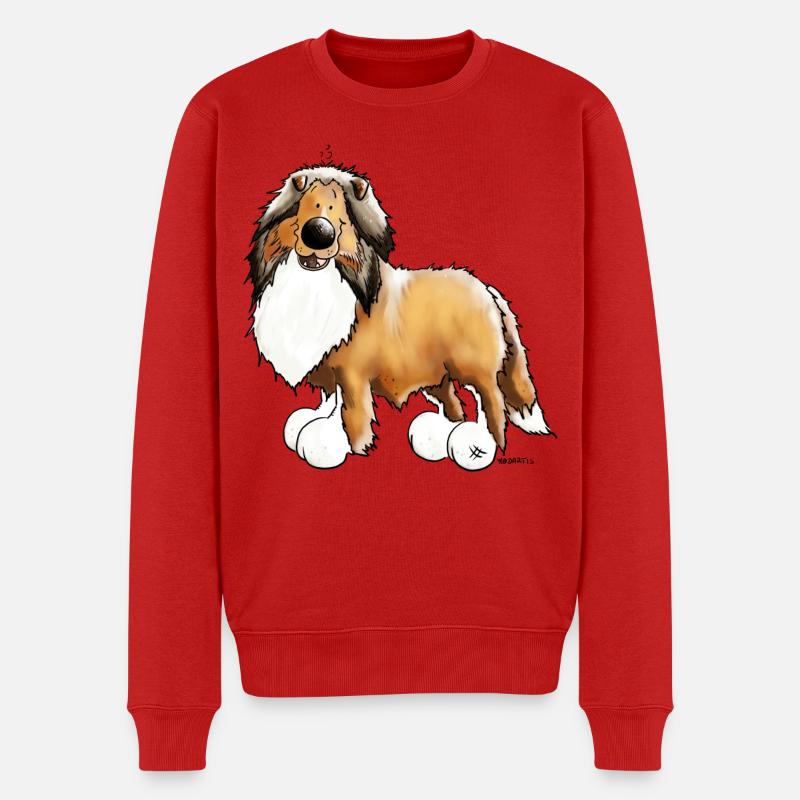 Happy Collie - Langhaarcollie - Männer Premium Bio Pullover - Rot