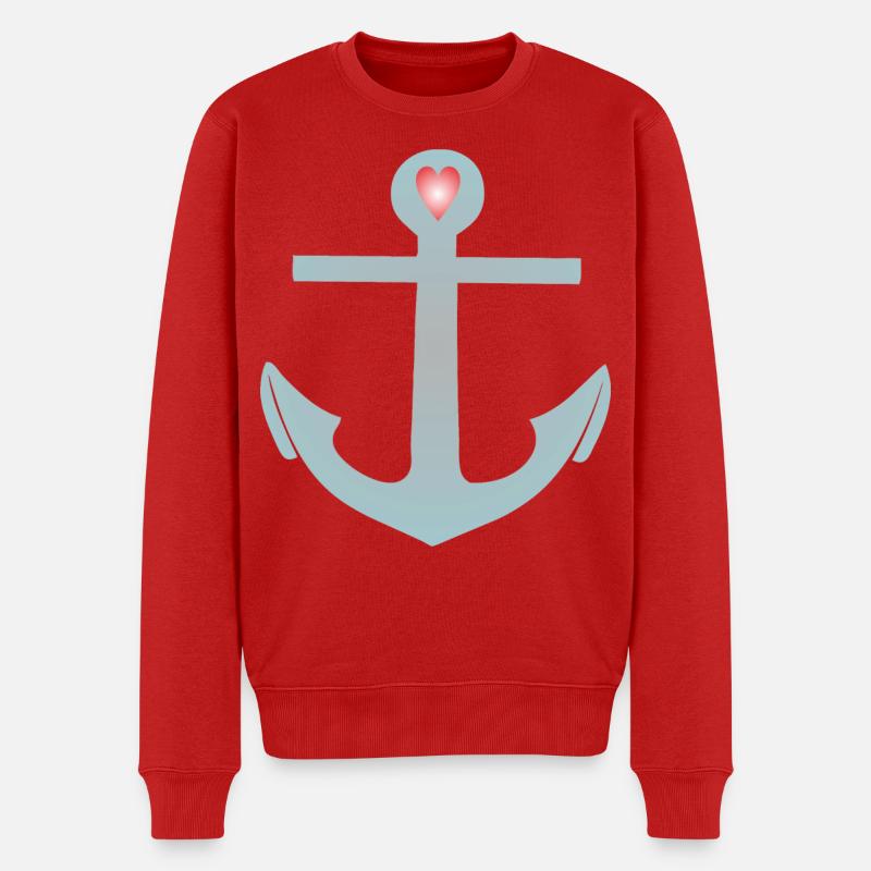 Anker Maritim Herz - Männer Premium Bio Pullover - Rot