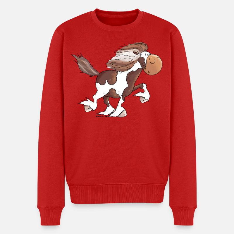 Lustiger Isländer - Islandpferd - Isi - Männer Premium Bio Pullover - Rot
