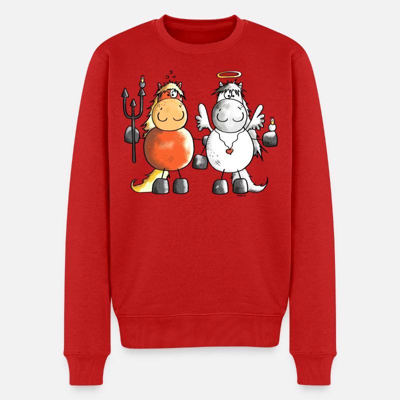 Teufel Vs Engel Pferde - Pferd - Männer Premium Bio Pullover - Rot