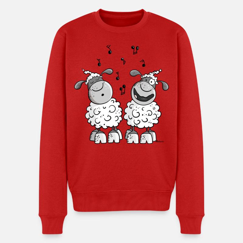 Musikalische Schafe - Männer Premium Bio Pullover - Rot