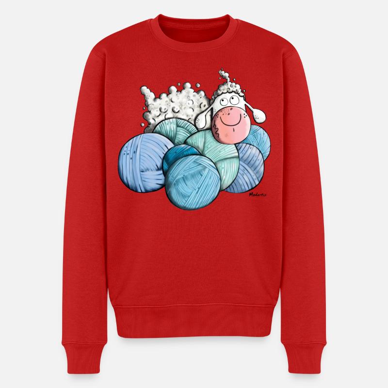 Schaf auf Wolle - Männer Premium Bio Pullover - Rot