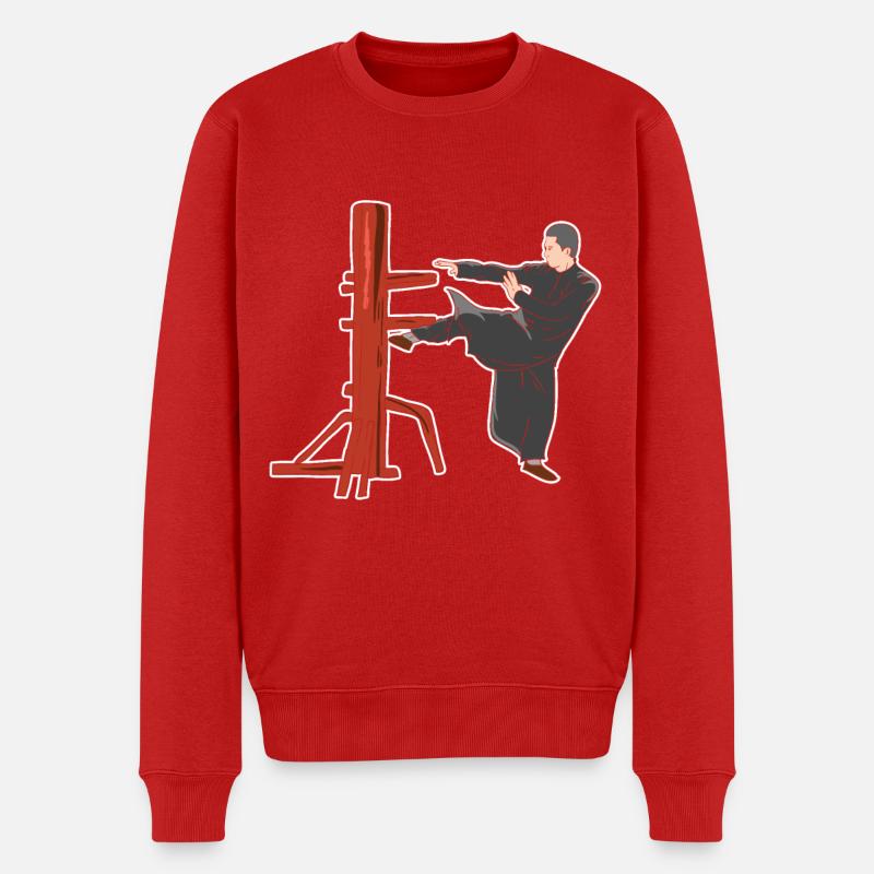 Wing Chun Kampfpose - Männer Premium Bio Pullover - Rot
