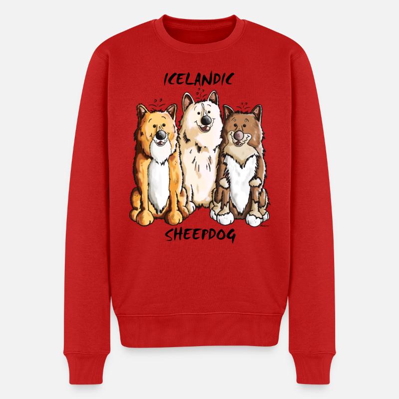 Islandhund Trio - Männer Premium Bio Pullover - Rot