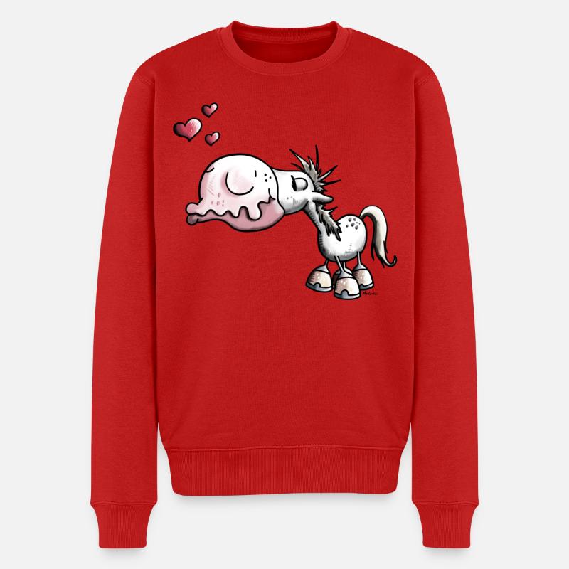 Pferdekuss - Männer Premium Bio Pullover - Rot