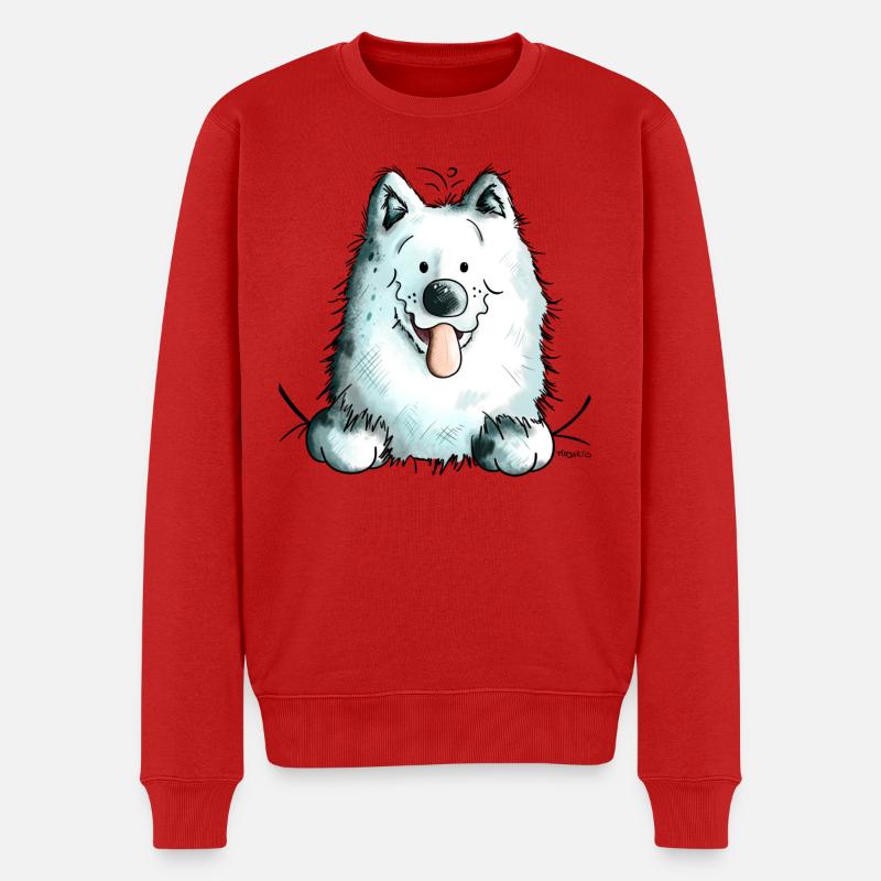 Neugieriger Samojede - Männer Premium Bio Pullover - Rot