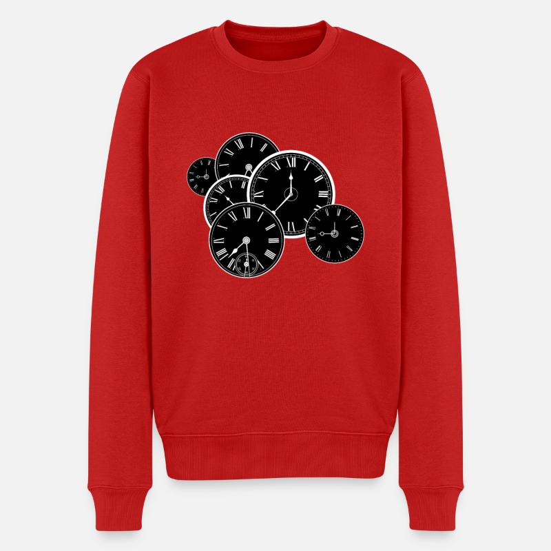 Antike Uhr - Männer Premium Bio Pullover - Rot