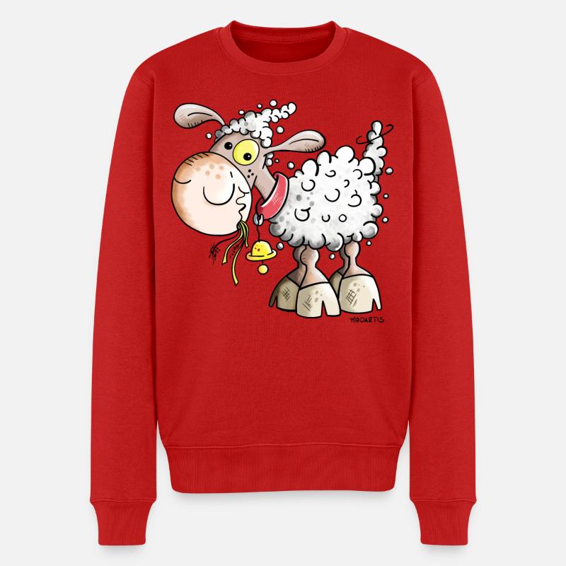 Schaf auf der Weide - Männer Premium Bio Pullover - Rot