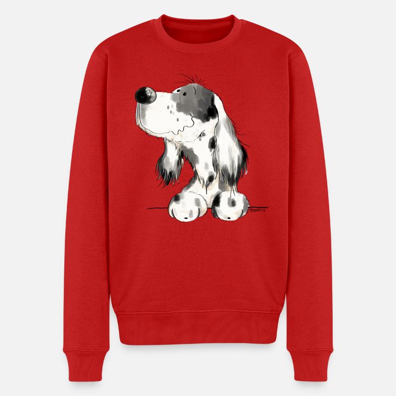 Englischer Setter I Hunde Comic Geschenk - Männer Premium Bio Pullover - Rot