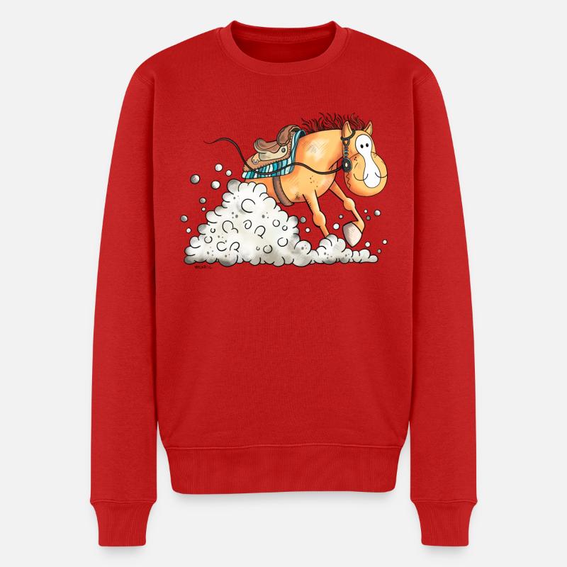 Westernpferd im Slide - Männer Premium Bio Pullover - Rot