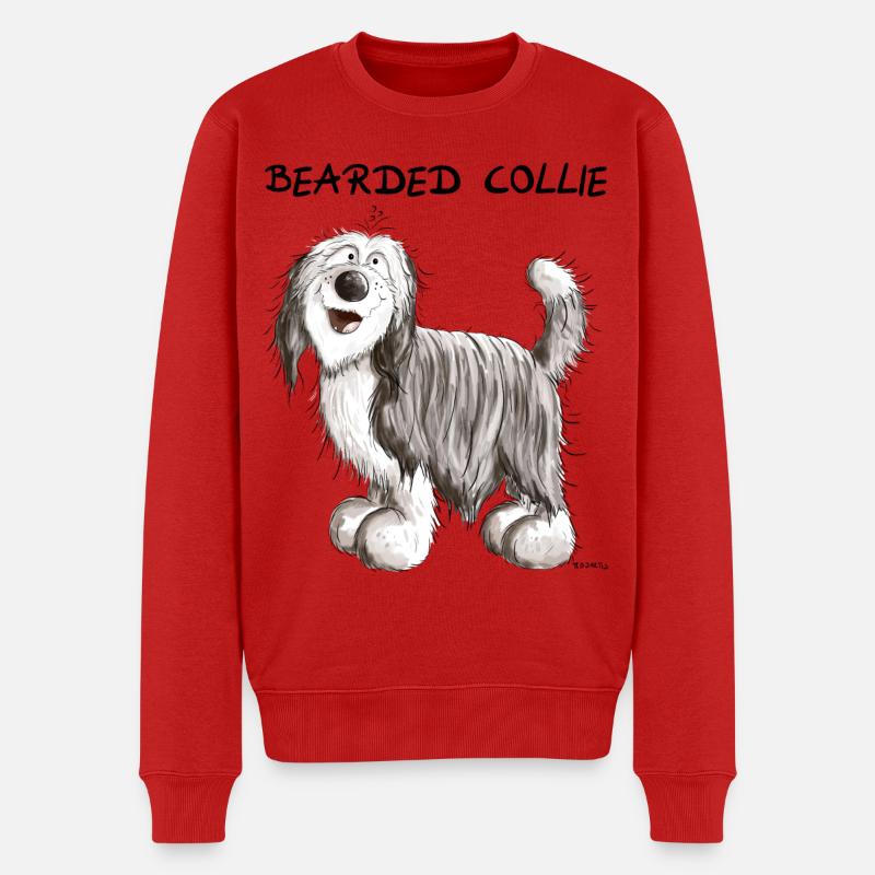 Süßer Bearded Collie - Männer Premium Bio Pullover - Rot