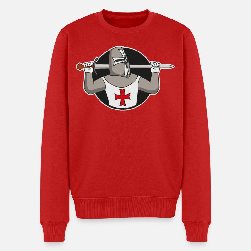 Kreuzritter | Ritter - Männer Premium Bio Pullover - Rot