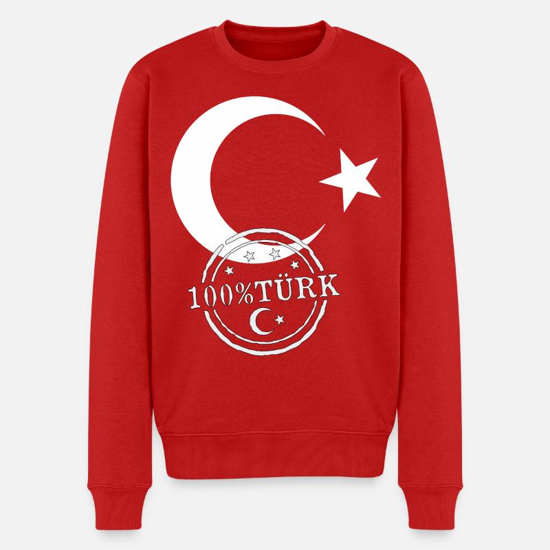 Türkische Flagge 100% Türk - Männer Premium Bio Pullover - Rot