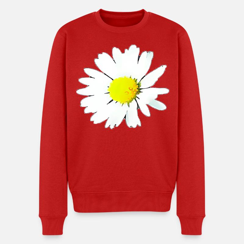 Blume - Gänseblümchen - Männer Premium Bio Pullover - Rot