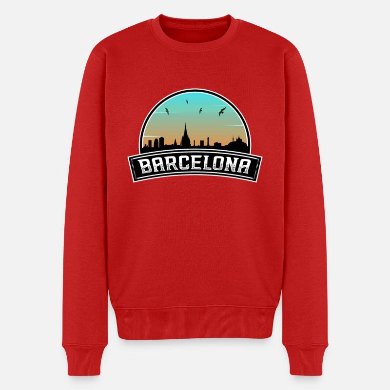 Barcelone Espagne Skyline Souvenir espagnol - Pull Premium bio Homme - rouge