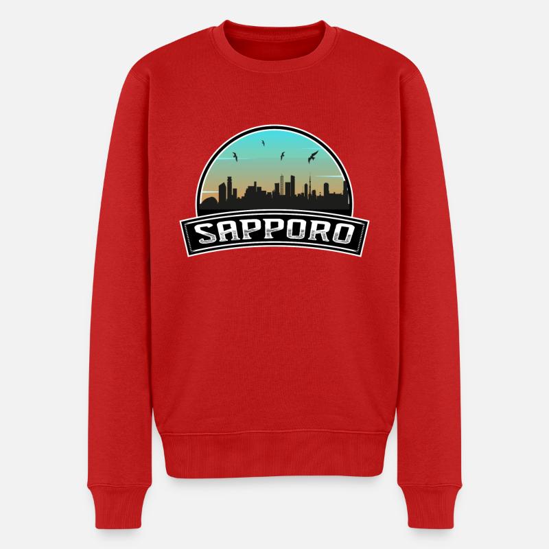 Sapporo Japan Skyline Japanisches Souvenir - Männer Premium Bio Pullover - Rot