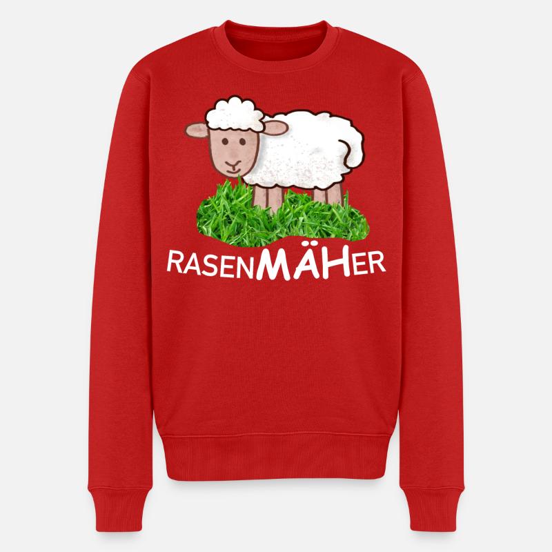 RasenMäher Schaf im Gras - Männer Premium Bio Pullover - Rot