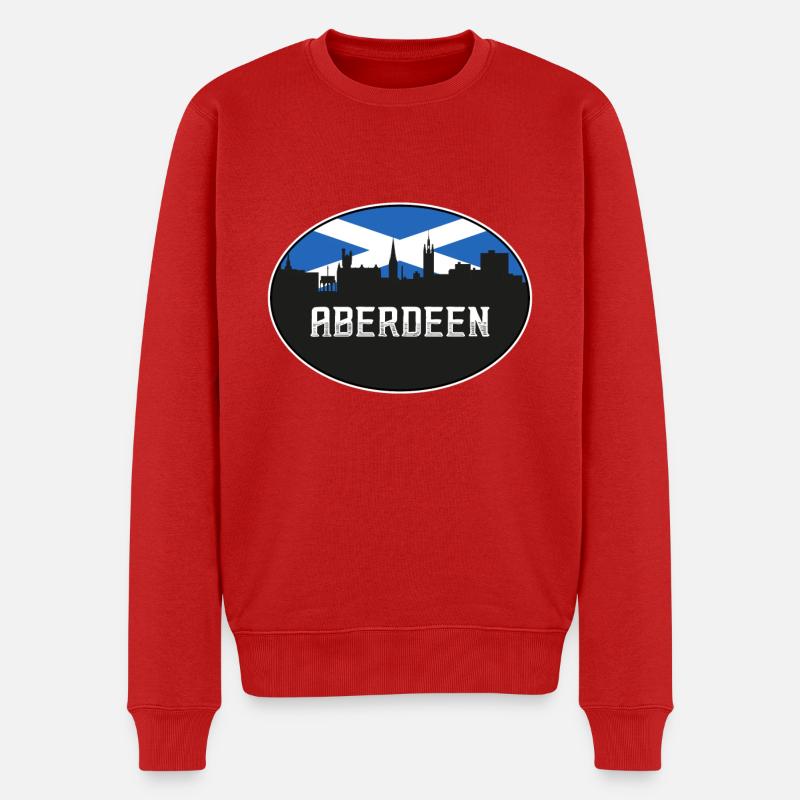 Aberdeen Scotland Skyline Silhouette Drapeau écossais - Pull Premium bio Homme - rouge