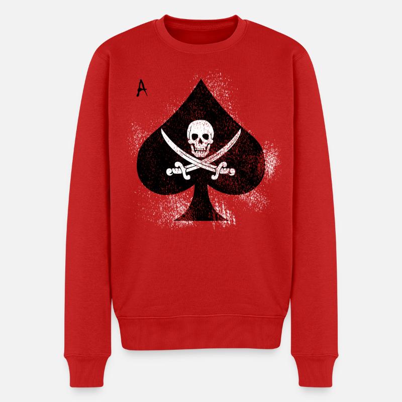 Spade Skull Piraten Design - Männer Premium Bio Pullover - Rot