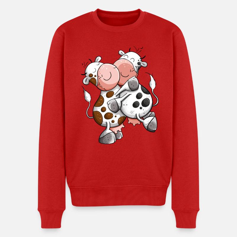 Kuschelnde Kühe I Kuh Kuhscheln - Männer Premium Bio Pullover - Rot