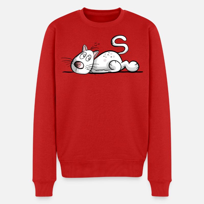 Müde Katze I Katzenfreunde Geschenk - Männer Premium Bio Pullover - Rot
